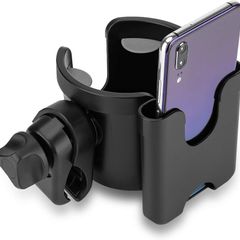 Stroller Cup Holder,Suranew Universal Pushchair/Pram Cup Holder,Baby Bottle Organizer for Stroller,Drink and Coffee Cup Holder with Phone Storage Box,Suitable for Baby Buggy and Bike