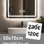 LED Bathroom Mirror Fog Free Tri Color Dual LED 50x70cm Touch Switch Image 2