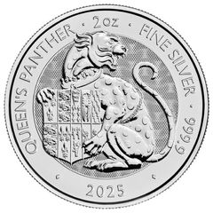 2025 Great Britain Tudor Beasts - 2 oz Silver Coin Queen's Panther BU (In Capsule)