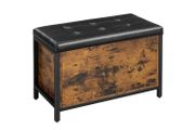 Multifunctional Chest Industrial Style shoe bench, padded shoe organizer with flap, shoe cabinet for 6 pairs of shoes, steel frame, industrial design, vintage