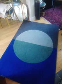 Blue green grey rug
