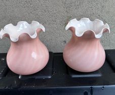 Pair of vintage glass lampshades
