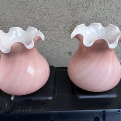 Pair of vintage glass lampshades