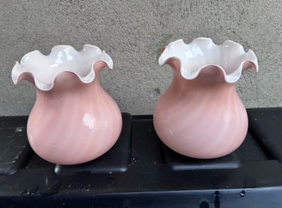 Pair of vintage glass lampshades