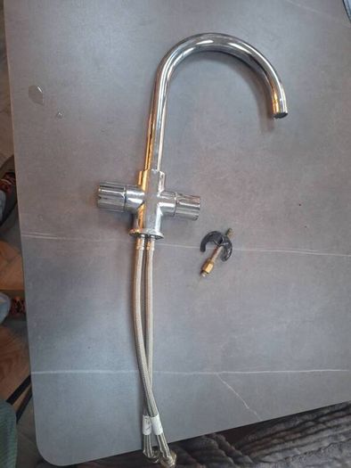 Steel kitchen tap
