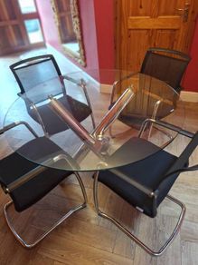 Round Glass Topped Table and 4 Chairs