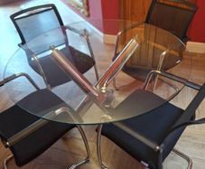 Round Glass Topped Table and 4 Chairs