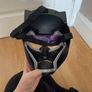 Black panther mask with purple light able forehead and slidable purple eyes Image 2