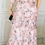 H&M Johanna Ortiz Silky Pink Floral One Shoulder Ruffle Maxi sz12 Image 4