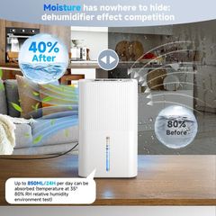 2.7L Dehumidifiers for Home Electric Dehumidifier for Bedroom Quiet & Touch Control Dehumidifier for Bathroom,10-Hour Timer,Auto Shut-Off & 7 LED Dehumidifiers for Wardrobe Closet R  850ML/24H