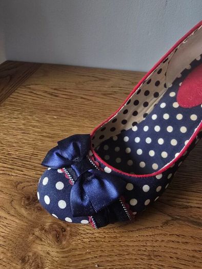 Ruby Shoo Retro Polka Dot Heels with Satin Bows - Size UK 6 / EU 39