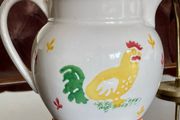 Laura Ashley Hens Ceramic Water or Milk Jug Spongeware Design 1995