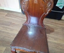 Antique Antique Carved Wooden Hall Chair Dark Mahogany,