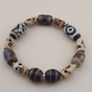Vintage 2 Eyes Himalayan Tibetan Agate & Unique Pattern Agate Beads Bracelet Image 8