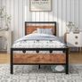 Single Bed Frames with Wood Headboard Image 2