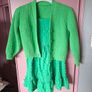 Green dress and Cardigan 9-10years Image 2