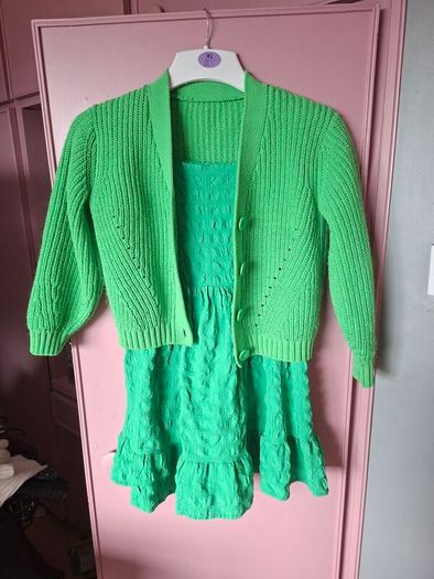 Green dress and Cardigan 9-10years