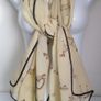 Stylish Ladies Light Cream Beige Chiffon Scarf Wrap Shawl with Horse Print Image 4