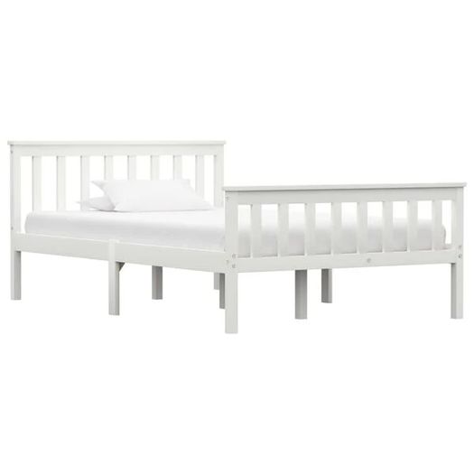 Bed Frame without Mattress White Solid Pinewood 120x200 cm
