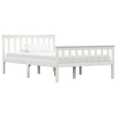Bed Frame without Mattress White Solid Pinewood 120x200 cm