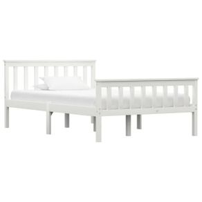Bed Frame without Mattress White Solid Pinewood 120x200 cm