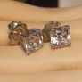 Solid Sterling Silver 8 mm Cushion Cut Swarovski Zirconia Studs Image 4