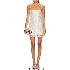 Shona Joy Mini Asteri Dress in Silver