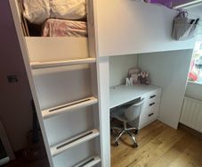 Teen/Kids Loft Bed with Desk and Wardrobe  White