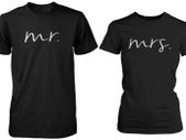 Mr and Mrs Cursive Writing - His and Her Matching T-Shirts for Couples wedding gift