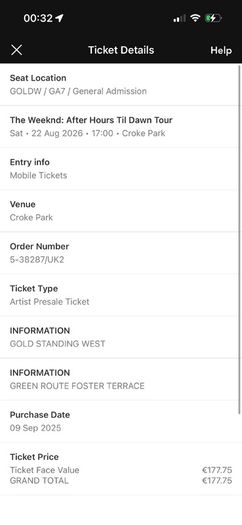 The Weeknd Gold Standing - Saturday (2 Available)