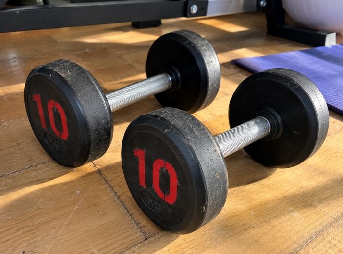Home Gym Setup HIT Fitness Bench, Barbell, Weights & Dumbbells