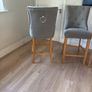 3 x EZ Living Carter Grey Fabric Bar Stool - Oak Legs Image 3