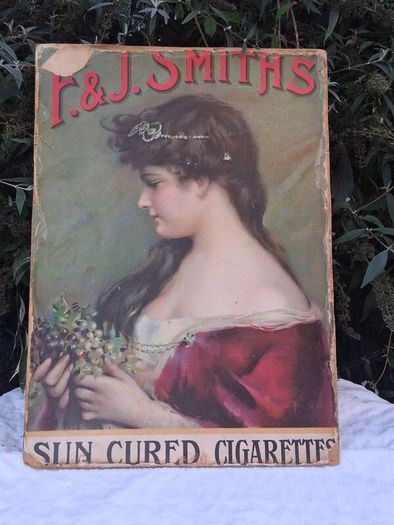 Original F&J Smiths Sun Cured # igarettes Sign (1910)