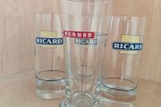 Old French Ricard x 3 and single Pernod anisette glasses