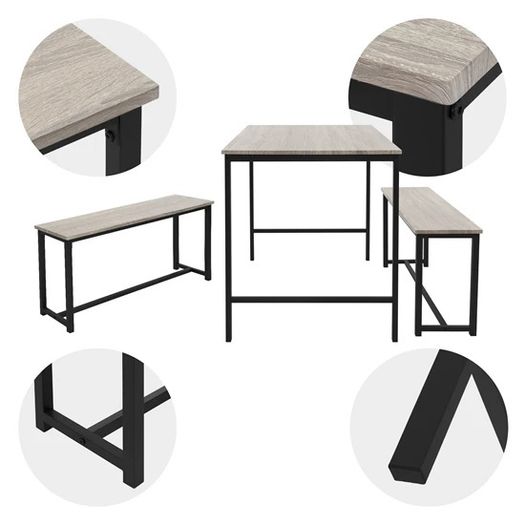 3 Piece Dining Table & Bench Set  FREE DELIVERY