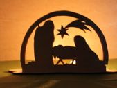 Christmas Crib Tea Light candle holder wood craft decoration laser cut