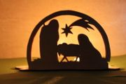 Christmas Crib Tea Light candle holder wood craft decoration laser cut