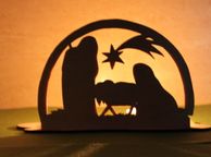 main image for ad Christmas Crib Tea Light candle holder wood craft decoration laser cut