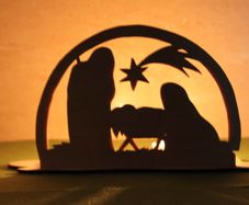 Christmas Crib Tea Light candle holder wood craft decoration laser cut