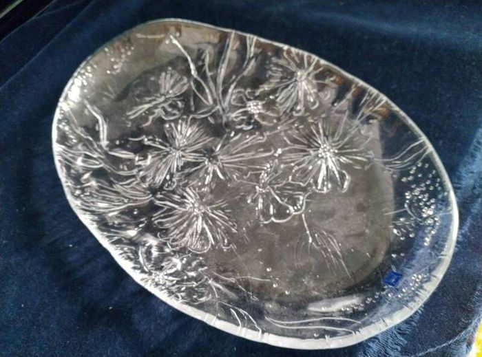 Hadeland, crystal platter , Scandinavian glass, Norway Glass platter