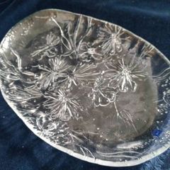 Hadeland, crystal platter , Scandinavian glass, Norway Glass platter