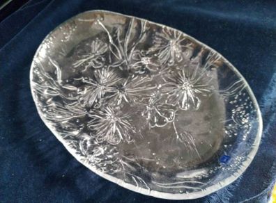 Hadeland, crystal platter , Scandinavian glass, Norway Glass platter