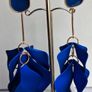 Royal Blue & Gold Strand Petal Tassel Earrings Image 2