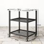 3-Tier Mobile Barbecue Cart with Wheels and Brake Stainless Steel Worktop Adjustable Shelf Hooks Black Image 5