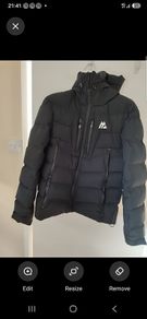 Montirex Black Puffer Jacket Hooded Winter Coat - size S