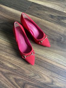 Marco Tozzi Pink Suede Medium Heel Court