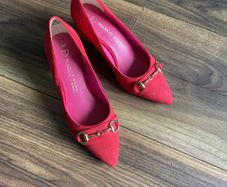 Marco Tozzi Pink Suede Medium Heel Court
