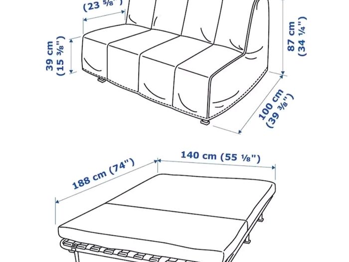 LYCKSELE LOVAS 2 seat sofa bed Vansbro dark grey