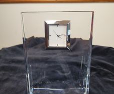John Rocha Waterford Crystal Geo Large Clock Signed Heavy Lead Crystal