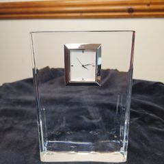John Rocha Waterford Crystal Geo Large Clock Signed Heavy Lead Crystal